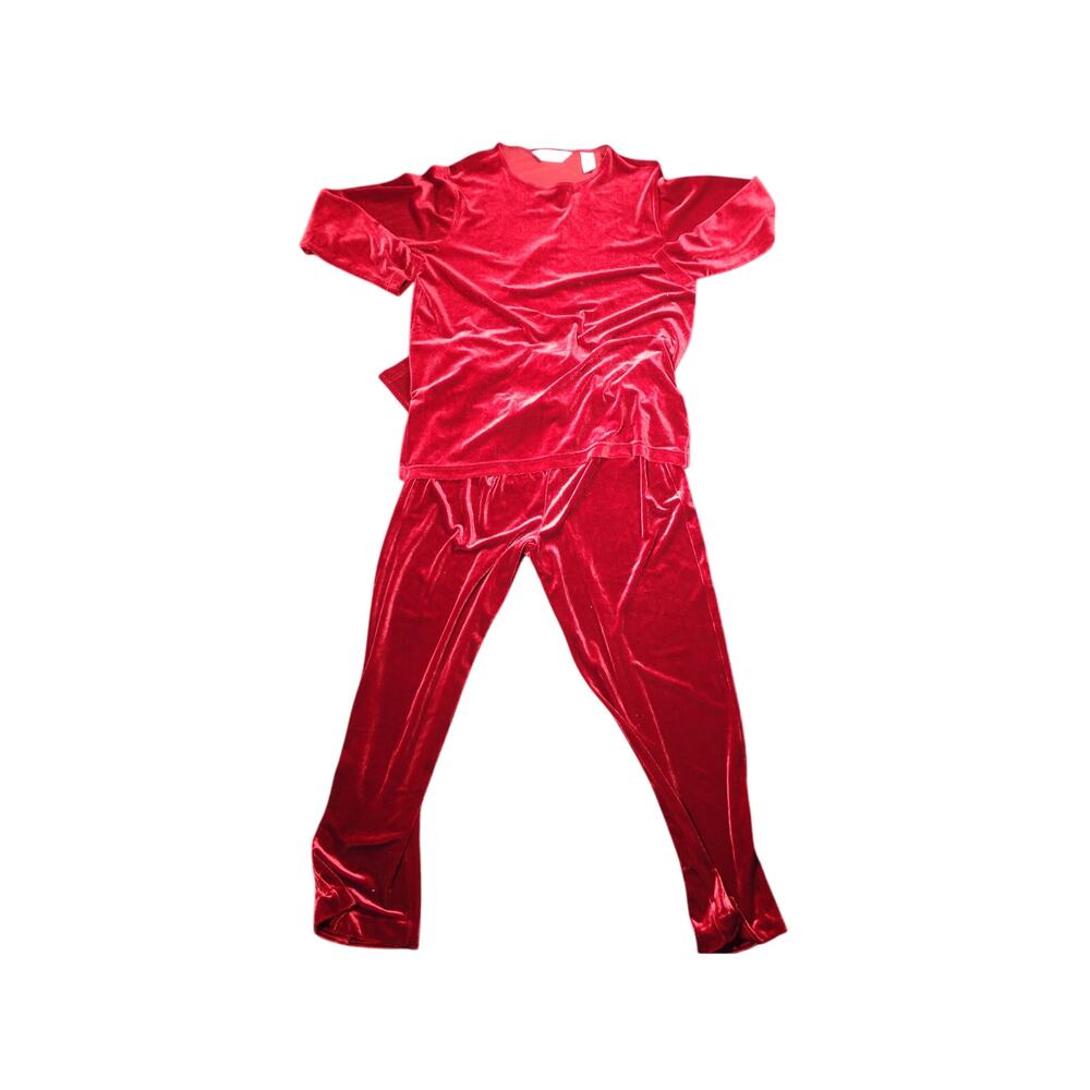 BECHAMEL Petites Red VELOUR VELVET POCKETS ELASTIC Top & Bottom - Size PM‎